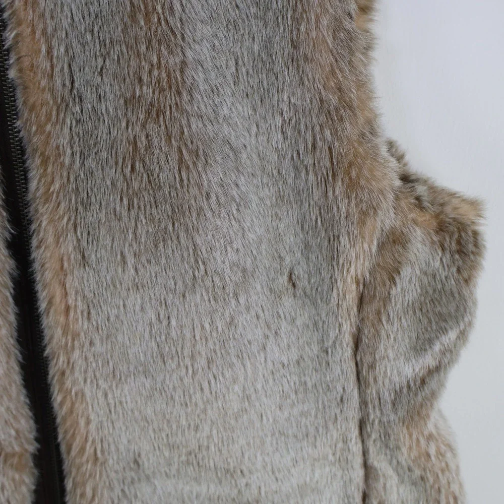 Vintage 2004 Gap‎ Reversible Faux Fur Cotton Vest Large Y2K Gilet Brown